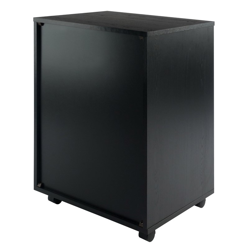 Pemberly Row Modern Wood Storage Cabinet with 5 Drawers in Black