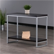 Pemberly Row Modern Wood Console Table Enamel Tube in Espresso