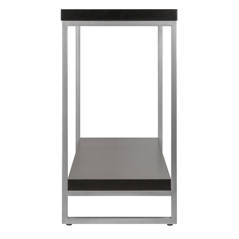 Pemberly Row Modern Wood Console Table Enamel Tube in Espresso