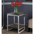 Pemberly Row Contemporary Wood End Table with Enamel Tube in Dark Espresso