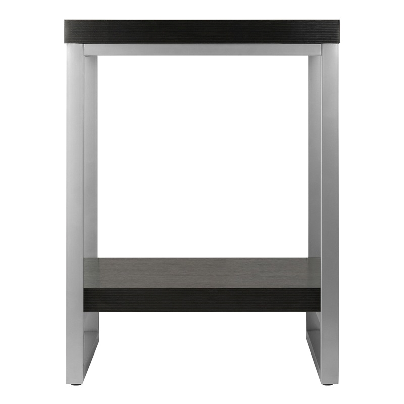 Pemberly Row Contemporary Wood End Table with Enamel Tube in Dark Espresso