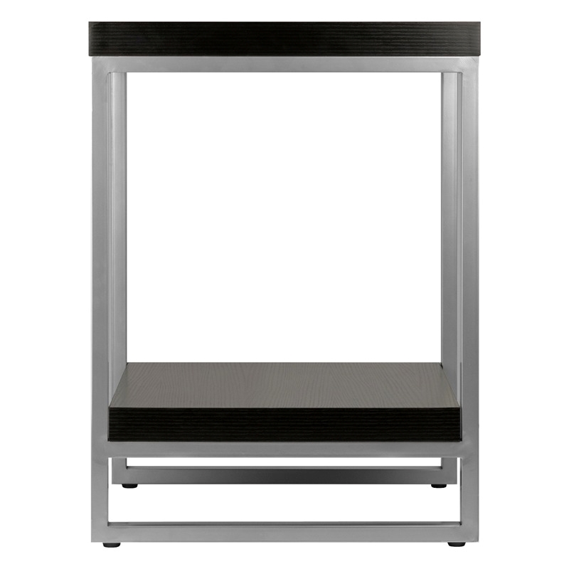 Pemberly Row Contemporary Wood End Table with Enamel Tube in Dark Espresso