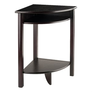 Pemberly Row Transitional Solid Wood Corner End Table in Espresso