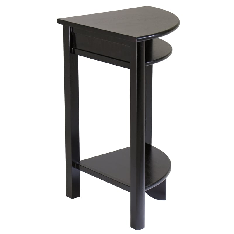 Pemberly Row Transitional Solid Wood Corner End Table in Espresso