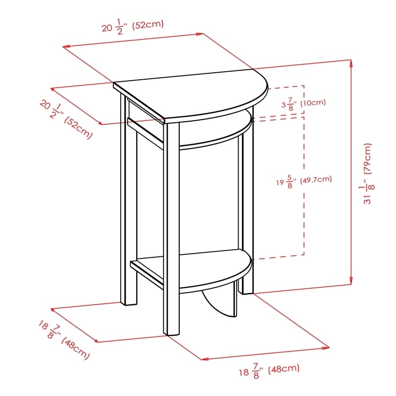 Pemberly Row Transitional Solid Wood Corner End Table in Espresso