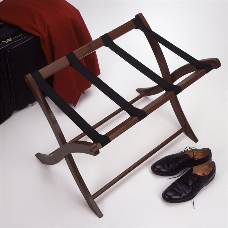 Pemberly Row Transitional Solid Wood Luggage Rack in Antique Walnut