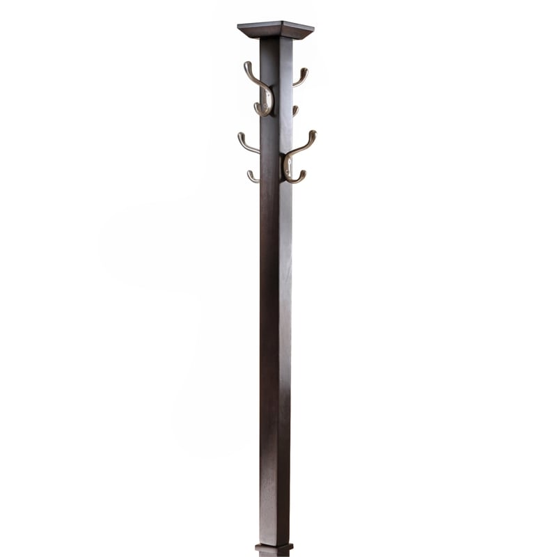 Pemberly Row Transitional Solid Wood Coat Tree and Umbrella Rack in Cappuccino
