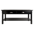 Pemberly Row 2-Drawer Transitional Solid Wood Coffee Table in Black