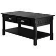 Pemberly Row 2-Drawer Transitional Solid Wood Coffee Table in Black