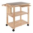 Pemberly Row Solid Wood Utility Butcher Block Kitchen Cart in Natural