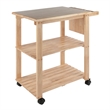 Pemberly Row Solid Wood Utility Butcher Block Kitchen Cart in Natural