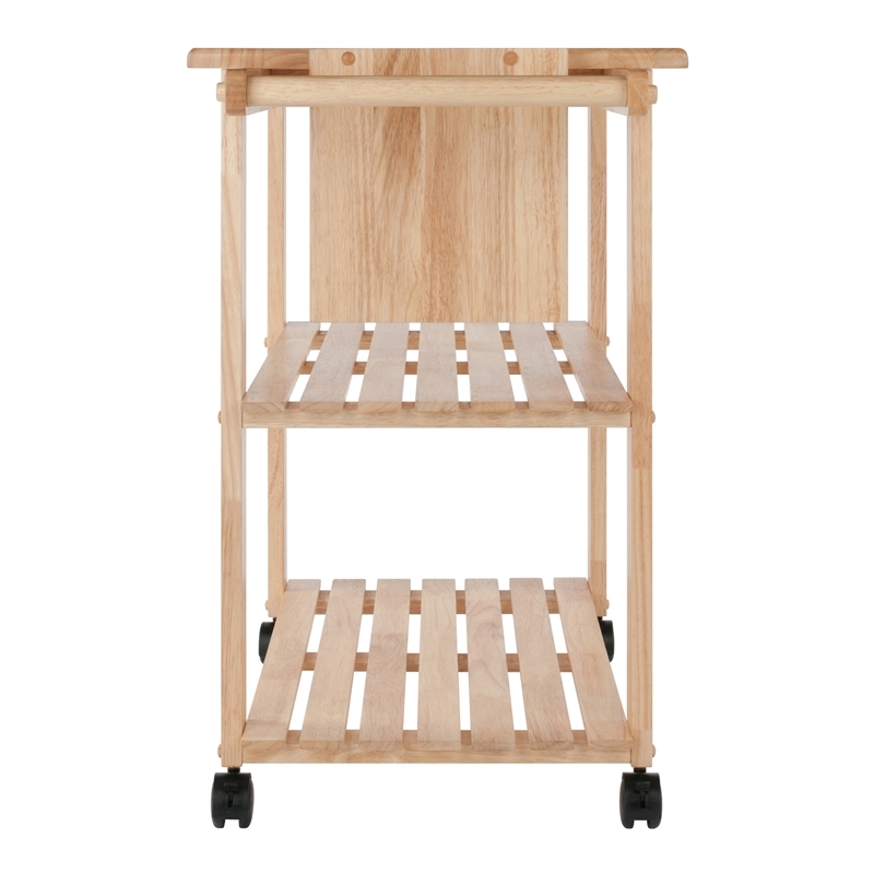 Pemberly Row Solid Wood Utility Butcher Block Kitchen Cart - Thumbnail 5