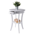 Pemberly Row Round Solid Wood Accent Table with Drawer Curved Legs in White