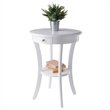 Pemberly Row Round Solid Wood Accent Table with Drawer Curved Legs in White