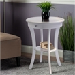 Pemberly Row Round Solid Wood Accent Table with Drawer Curved Legs in White