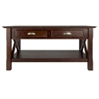 Pemberly Row Contemporary Solid Wood Coffee Table with 2 Drawers in Cappuccino