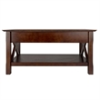Pemberly Row Contemporary Solid Wood Coffee Table with 2 Drawers in Cappuccino