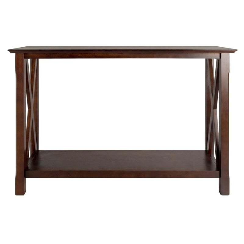 Pemberly Row X Designed Transitional Solid Wood Console Table in Cappuccino