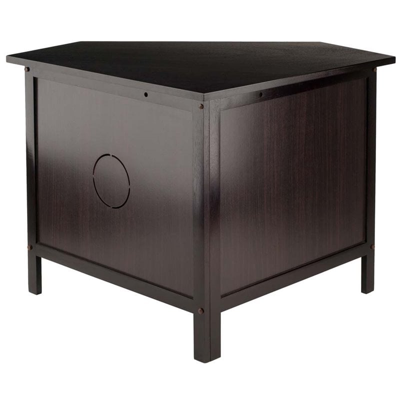 Pemberly Row Transitional Solid Wood Corner TV Stand in Espresso
