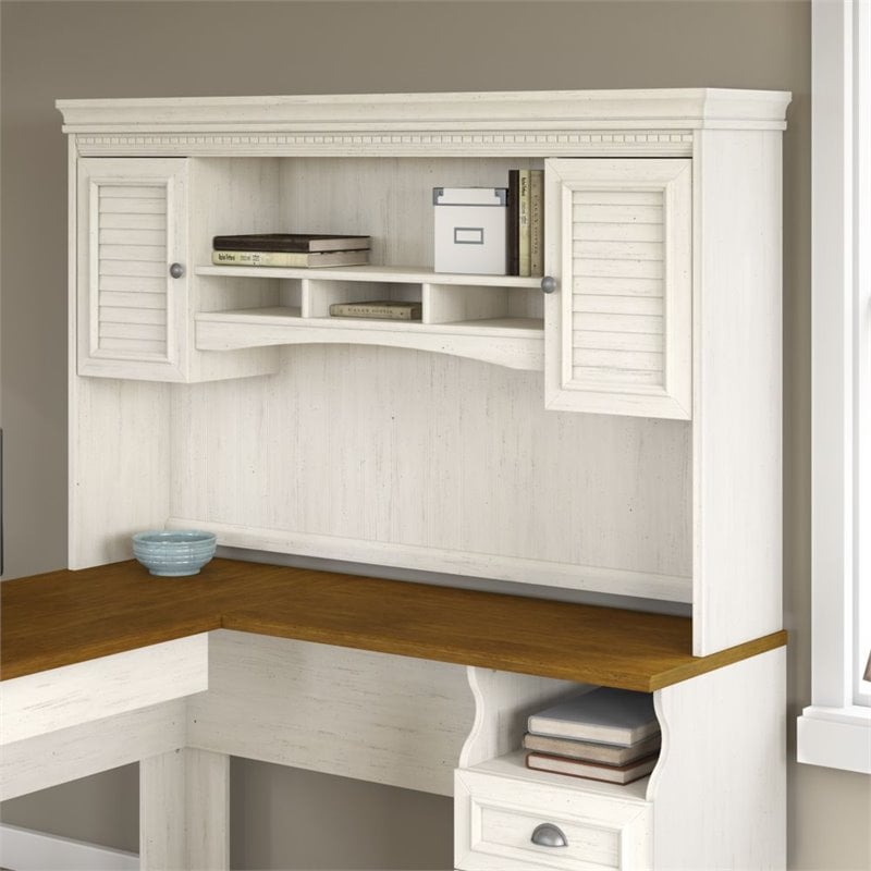 Pemberly Row Hutch for L Shaped Desk in Antique White