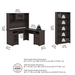 Pemberly Row Traditional Wood L-Shaped Desk w/Hutch & Bookcase in Heather Gray