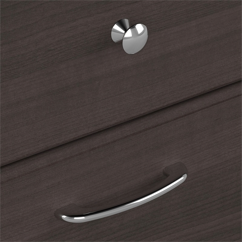 Pemberly Row Traditional Wood L-Shaped Desk w/Hutch & Bookcase in Heather Gray