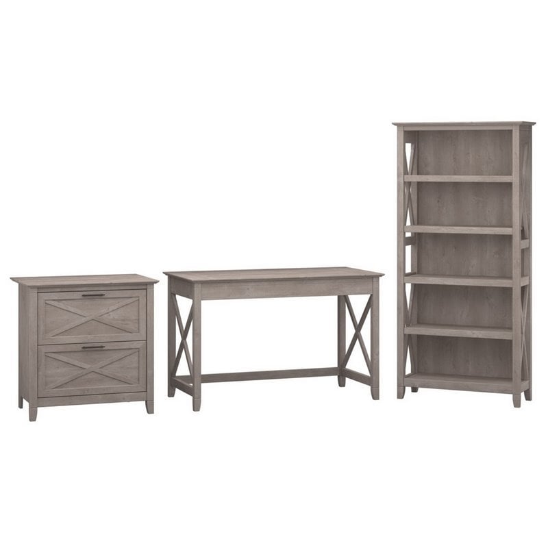 Pemberly Row 3 Piece Office Set in Washed Gray