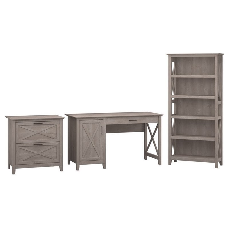 Pemberly Row 3 Piece Office Set in Washed Gray