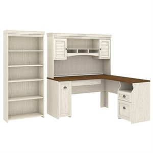 pemberly row 3 piece office set in antique white