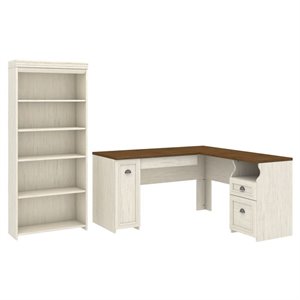 pemberly row 2 piece office set in antique white