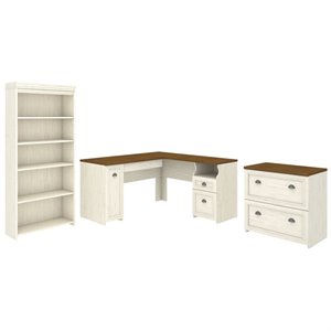 pemberly row 3 piece office set in antique white