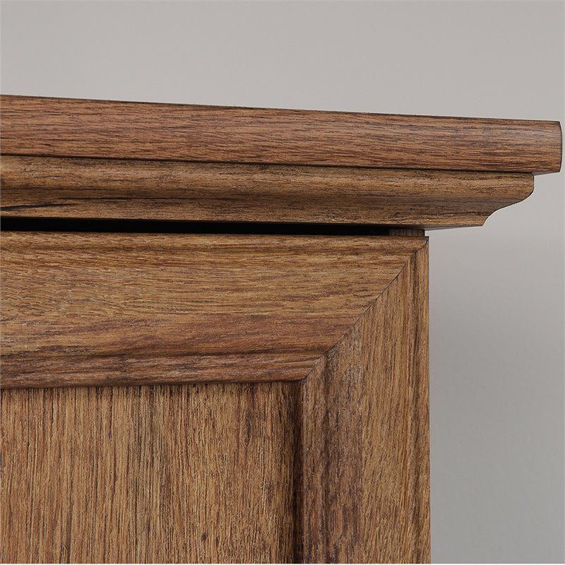 Pemberly Row Traditional Engineered Wood Bedroom Armoire with Garment Rod in Oak