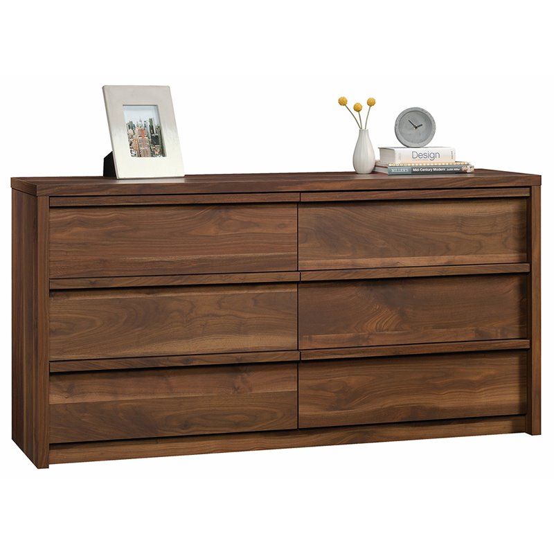 Pemberly Row Traditional Engineered Wood 6-Drawer Bedroom Dresser - Grand Walnut
