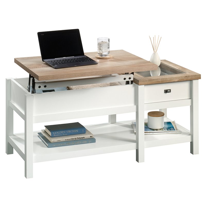 Pemberly Row Lift Top Coffee Table In Soft White
