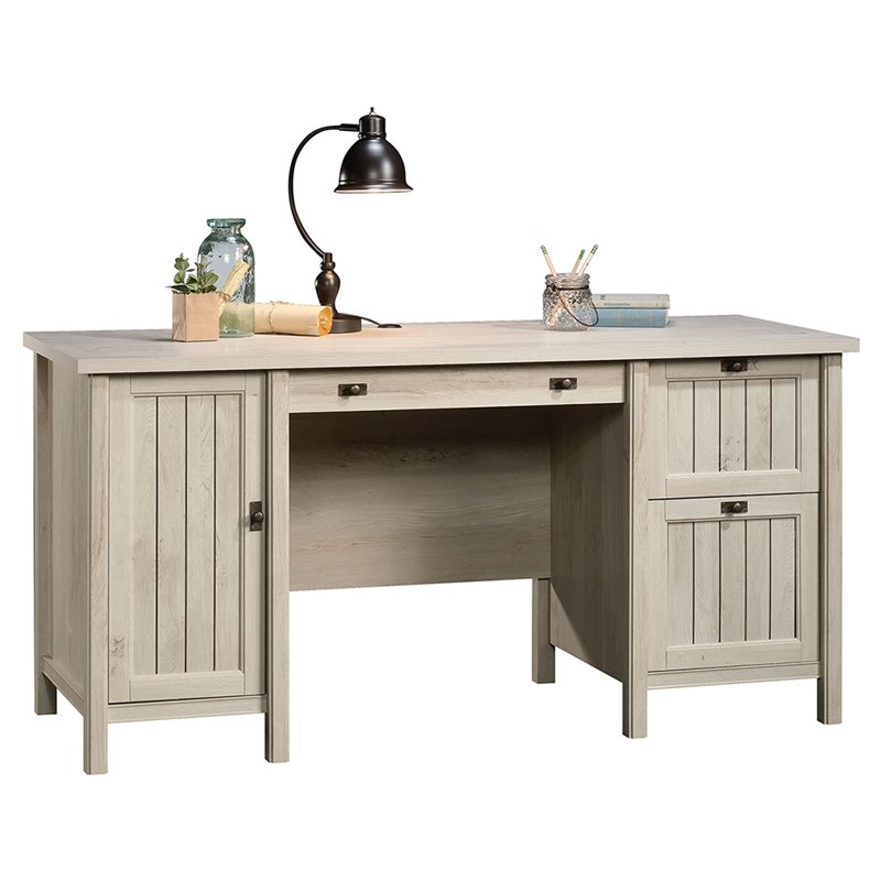Pemberly Row Engineered Wood 3-Drawers Computer Desk in Chalked Chestnut