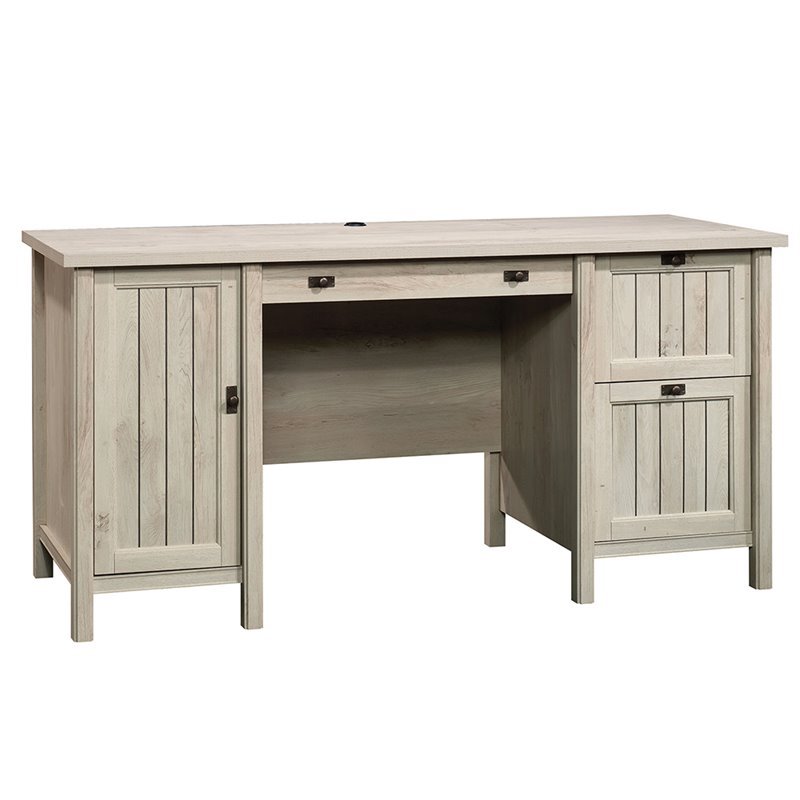 Pemberly Row Engineered Wood 3-Drawers Computer Desk in Chalked Chestnut