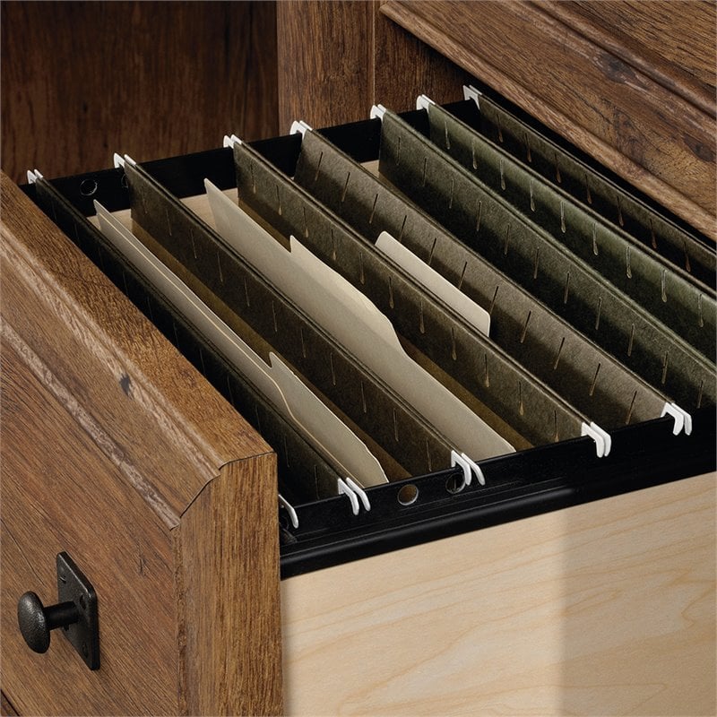 Pemberly Row Contemporary Engineered Wood Computer Desk in Vintage Oak