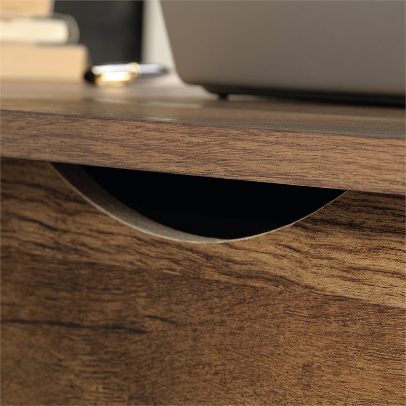 Pemberly Row Contemporary Engineered Wood Computer Desk in Vintage Oak