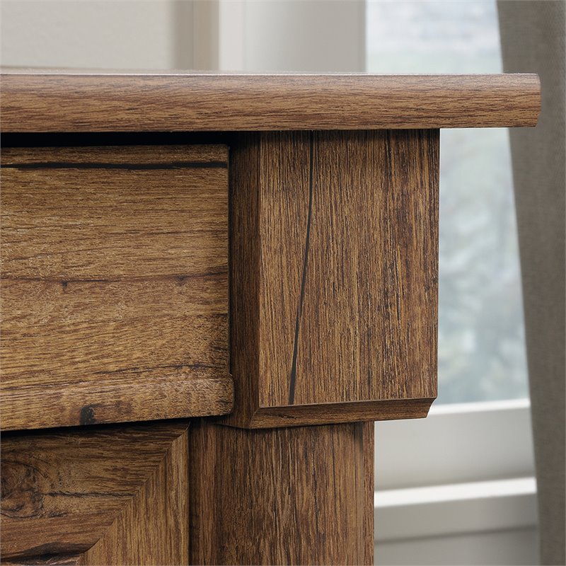 Pemberly Row Contemporary Engineered Wood Computer Desk in Vintage Oak