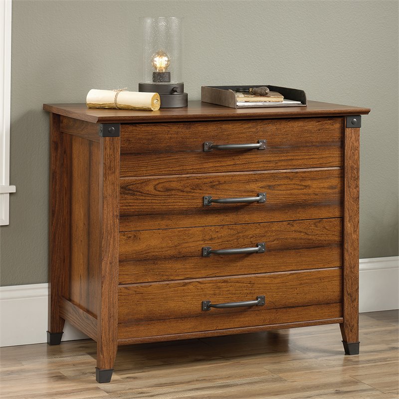Pemberly Row Farmhouse Engineered Wood Lateral File Cabinet in Washington Cherry