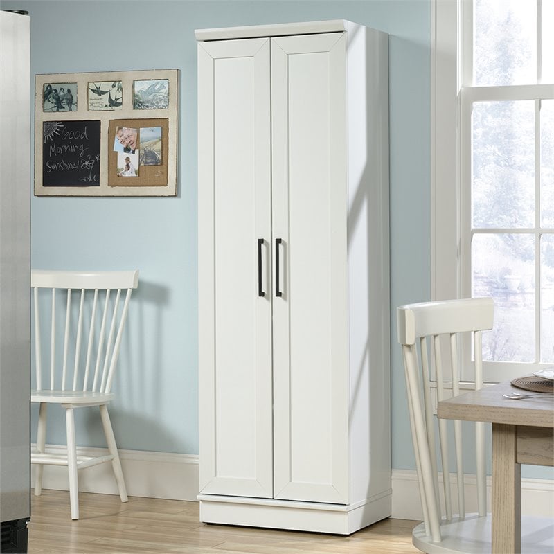 Pemberly Row 2-Door Engineered Wood Storage Cabinet in Soft White