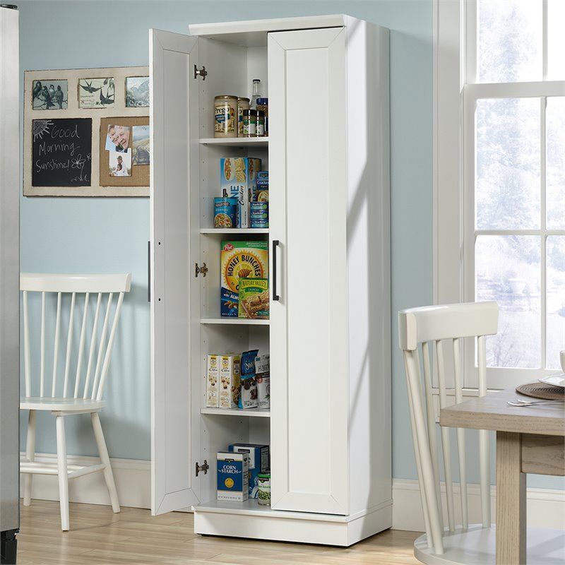 Pemberly Row 2-Door Engineered Wood Storage Cabinet in Soft White