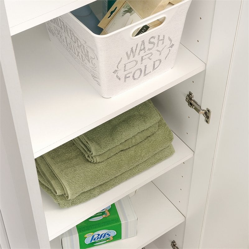Pemberly Row 2-Door Engineered Wood Storage Cabinet in Soft White
