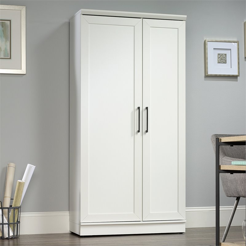Pemberly Row 2-Door Modern Engineered Wood Storage Cabinet in Soft White