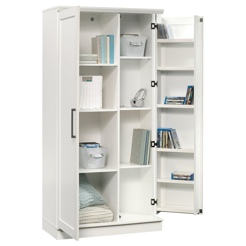 Pemberly Row 2-Door Modern Engineered Wood Storage Cabinet in Soft White