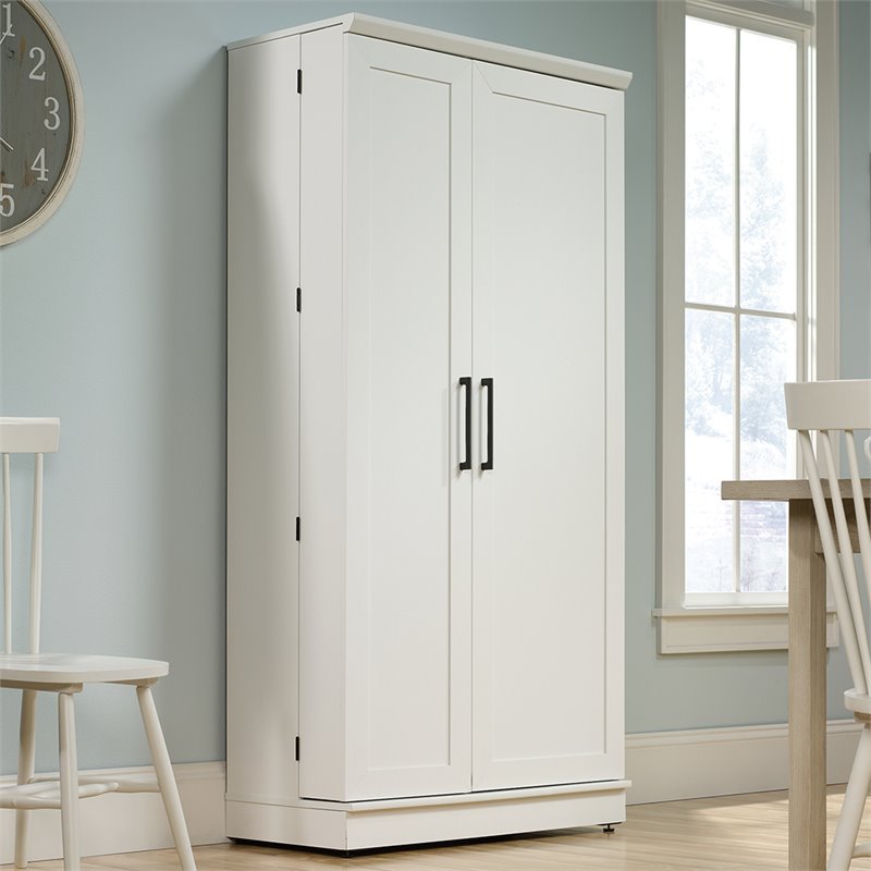 Pemberly Row 2-Door Modern Engineered Wood Storage Cabinet in Soft White