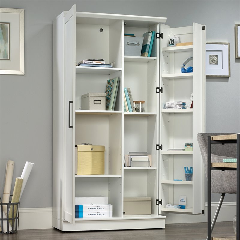 Pemberly Row 2-Door Modern Engineered Wood Storage Cabinet in Soft White