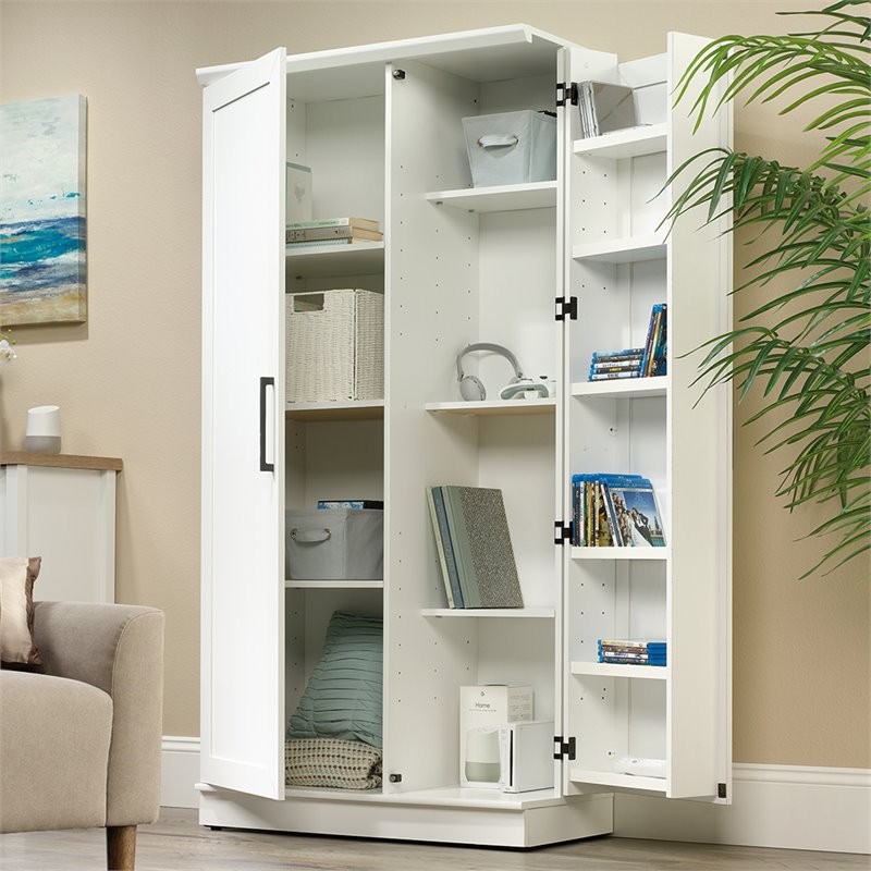 Pemberly Row 2-Door Modern Engineered Wood Storage Cabinet in Soft White