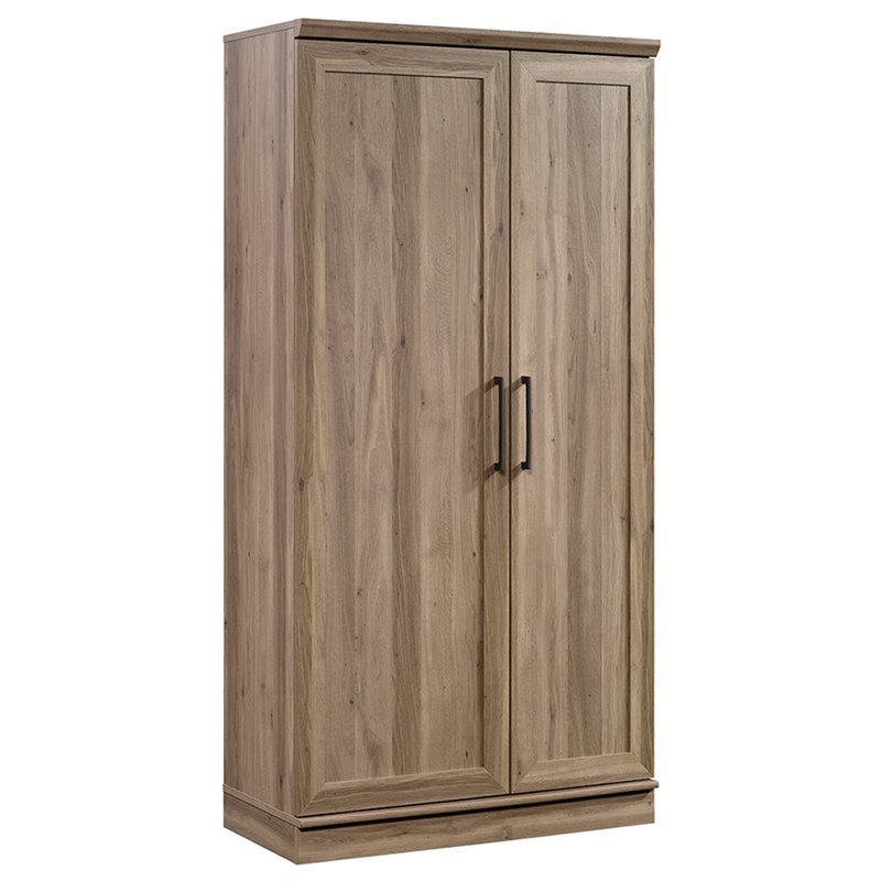 Pemberly Row Traditional Engineered Wood 3-Shelf Storage Cabinet in Salt Oak