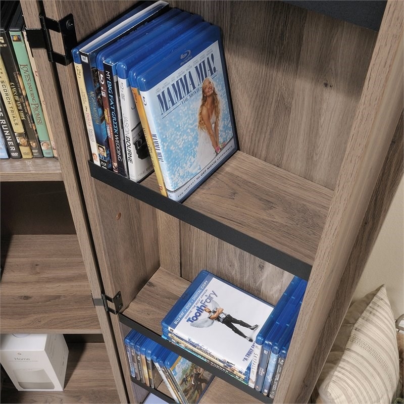 Pemberly Row Traditional Engineered Wood 3-Shelf Storage Cabinet in Salt Oak